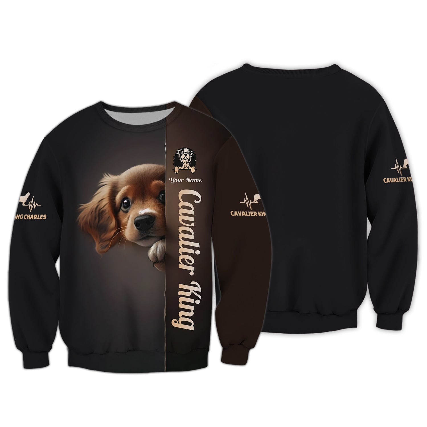 3D Full Print Cavalier King Charles Spaniel Dog T-Shirts Personalized Name Gift For Dog Lovers