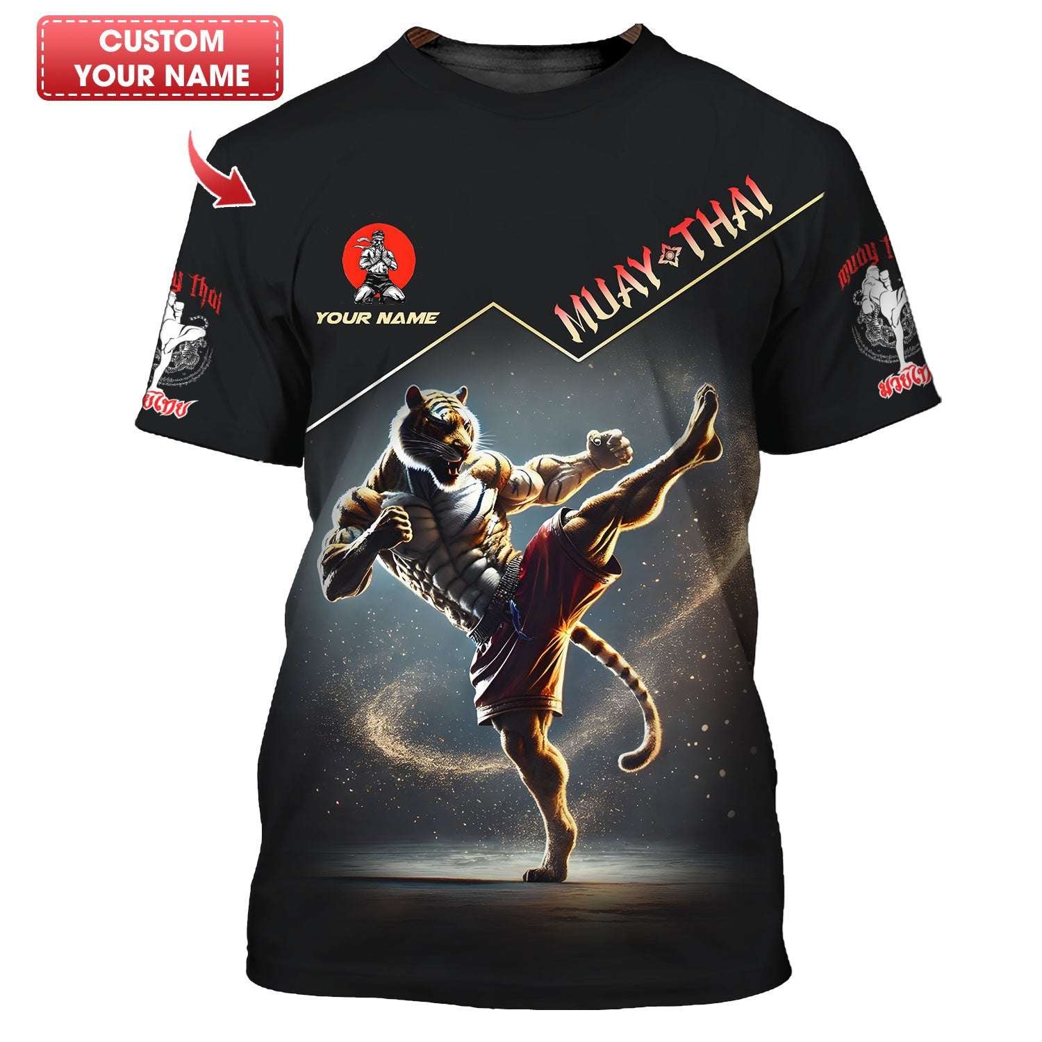 3D Full Print Tiger Muay Thai Fighter Shirt Personalized Name Gift For Muay Thai Lovers