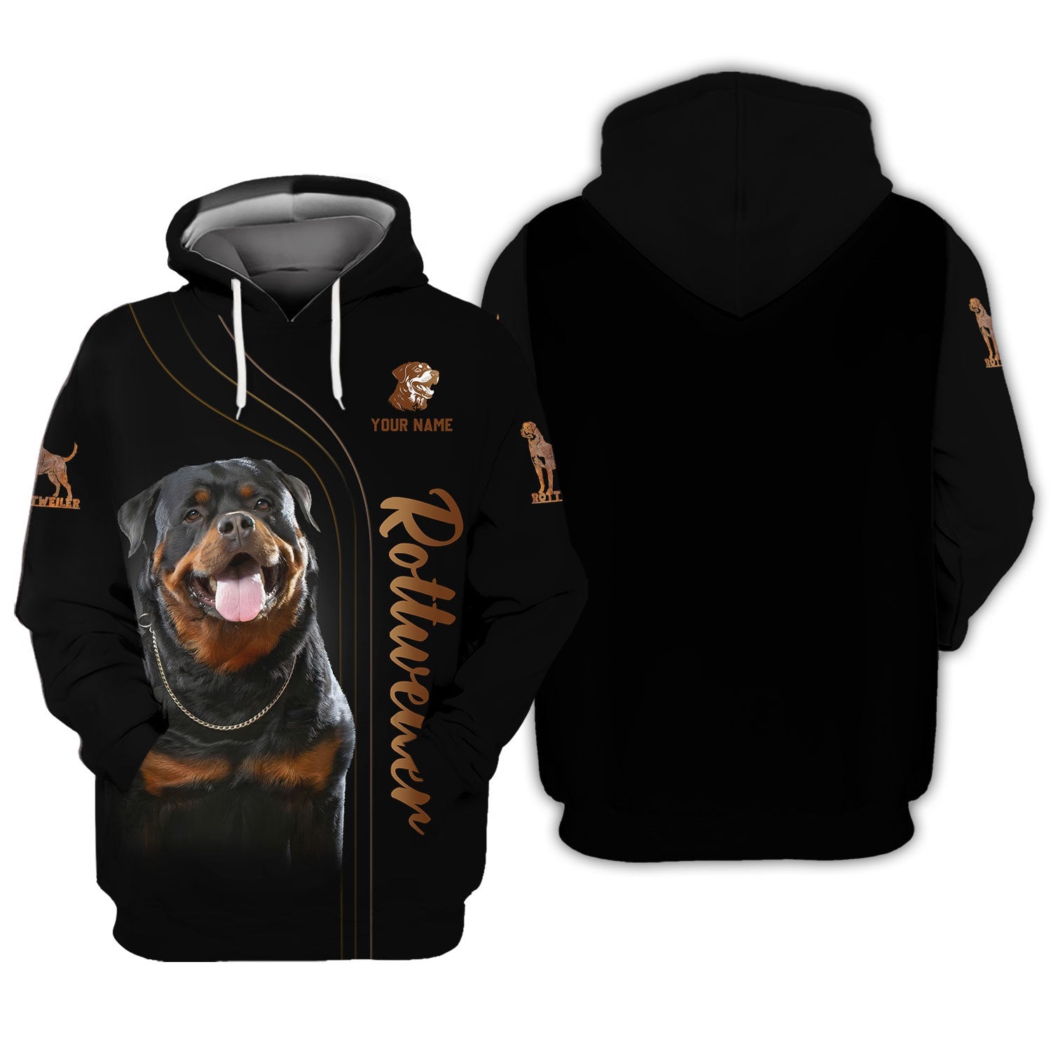 3D Full Print Rottweiler Dog T-Shirts Personalized Name Gift For Dogs Lovers