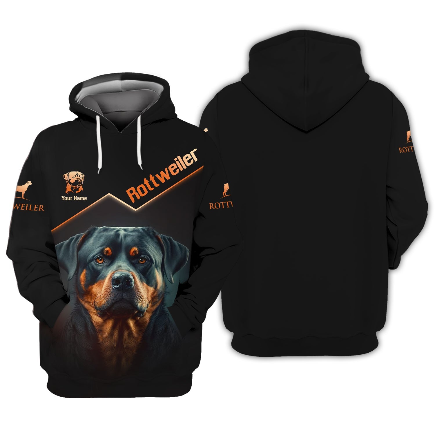 3D Full Print Brave Rottweiler Zipper Hoodie Personalized Name Gift For Rottweiler Lovers