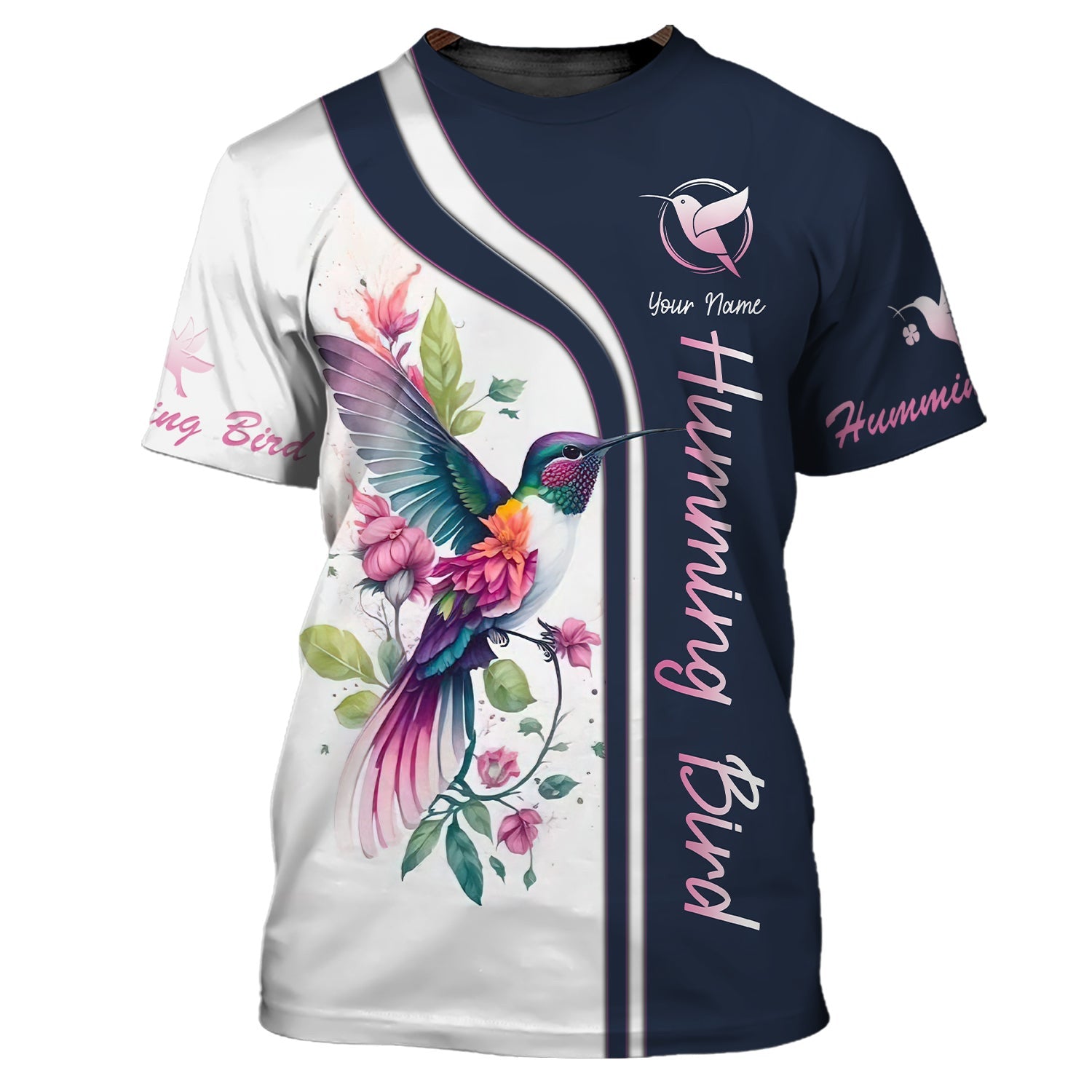 3D Full Print Hummingbird With Flowers Zipper Hoodie Personalized Name Gift For Hummingbird Lovers