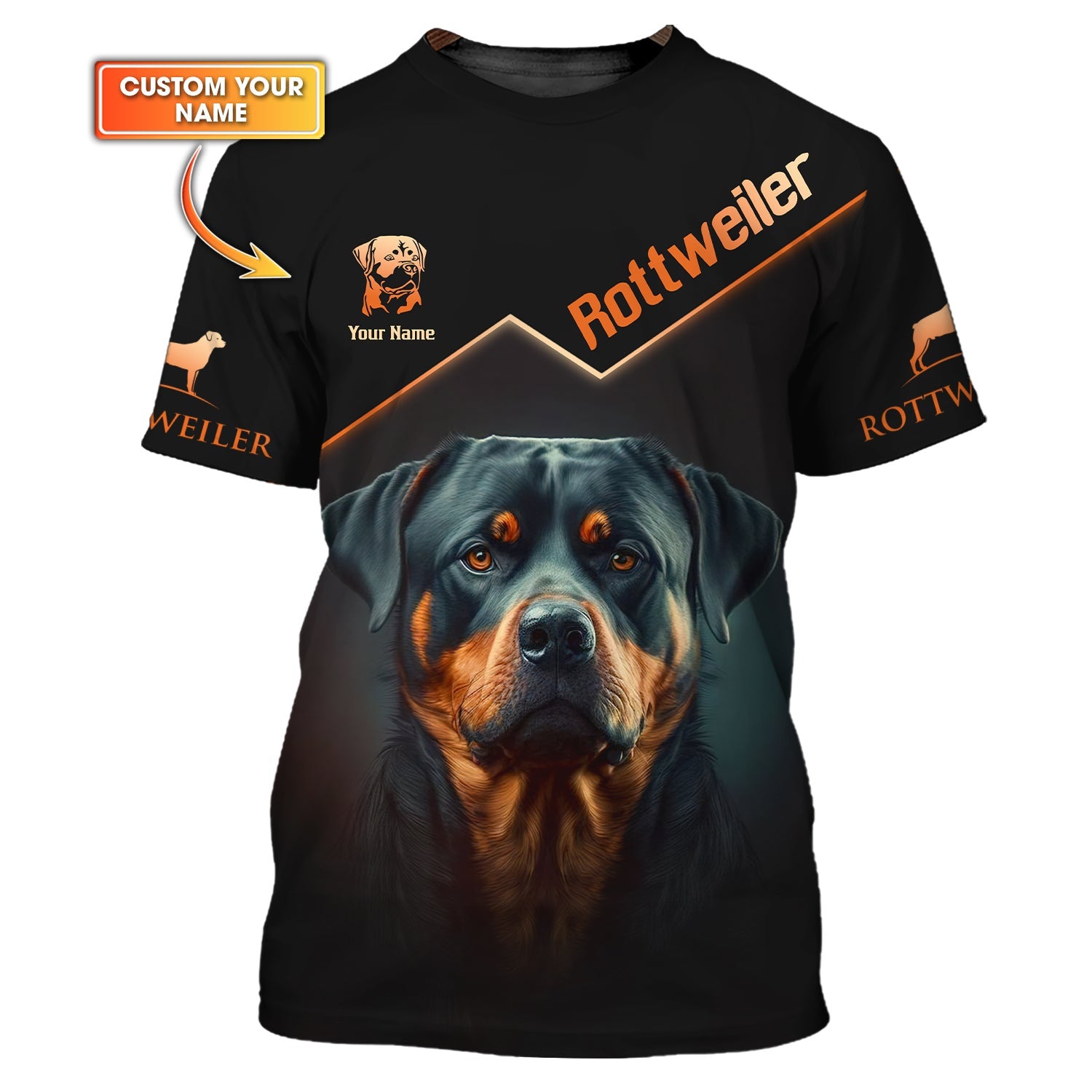 3D Full Print Brave Rottweiler T-Shirts Personalized Name Gift For Rottweiler Lovers