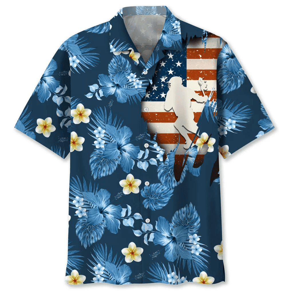 Lacrosse Usa Blue Tropical Hawaiian Shirt