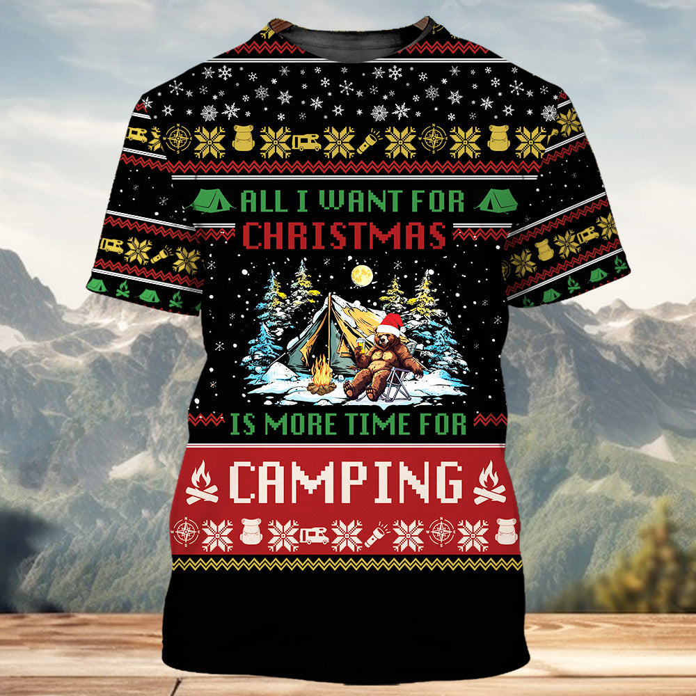 All I Want For Christmas Is More Time For Camping All Over Print Shirt