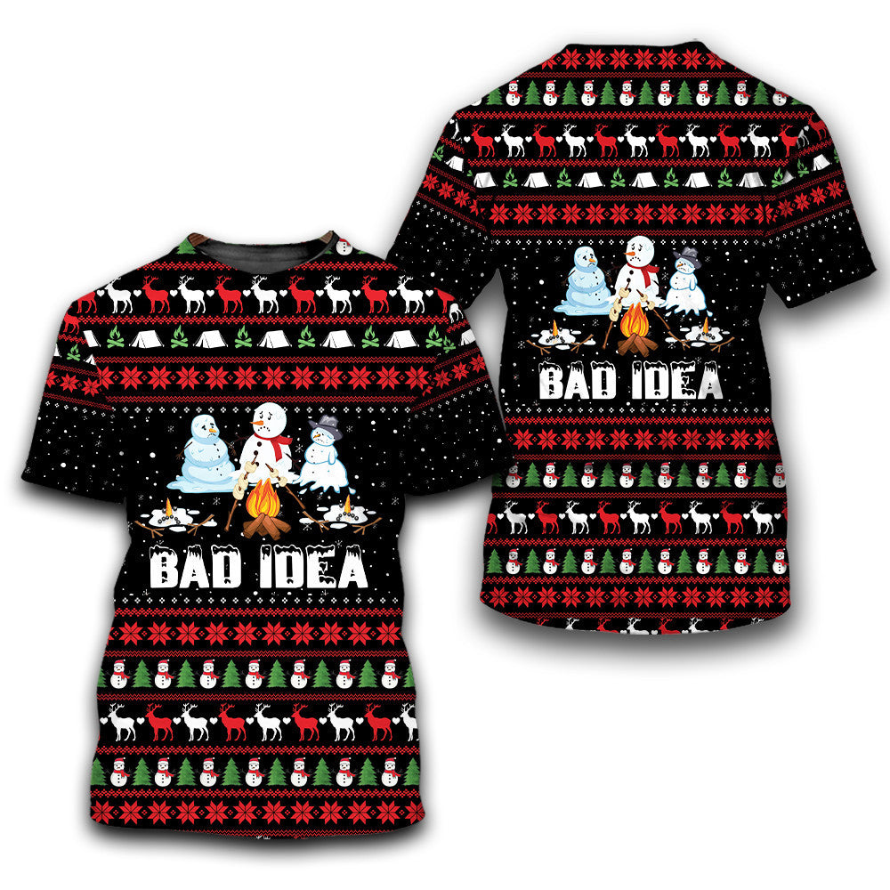 Camping Bad Idea Christmas All Over Print Shirt