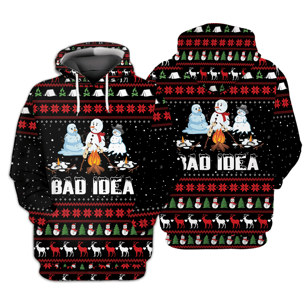 Camping Bad Idea Christmas All Over Print Shirt