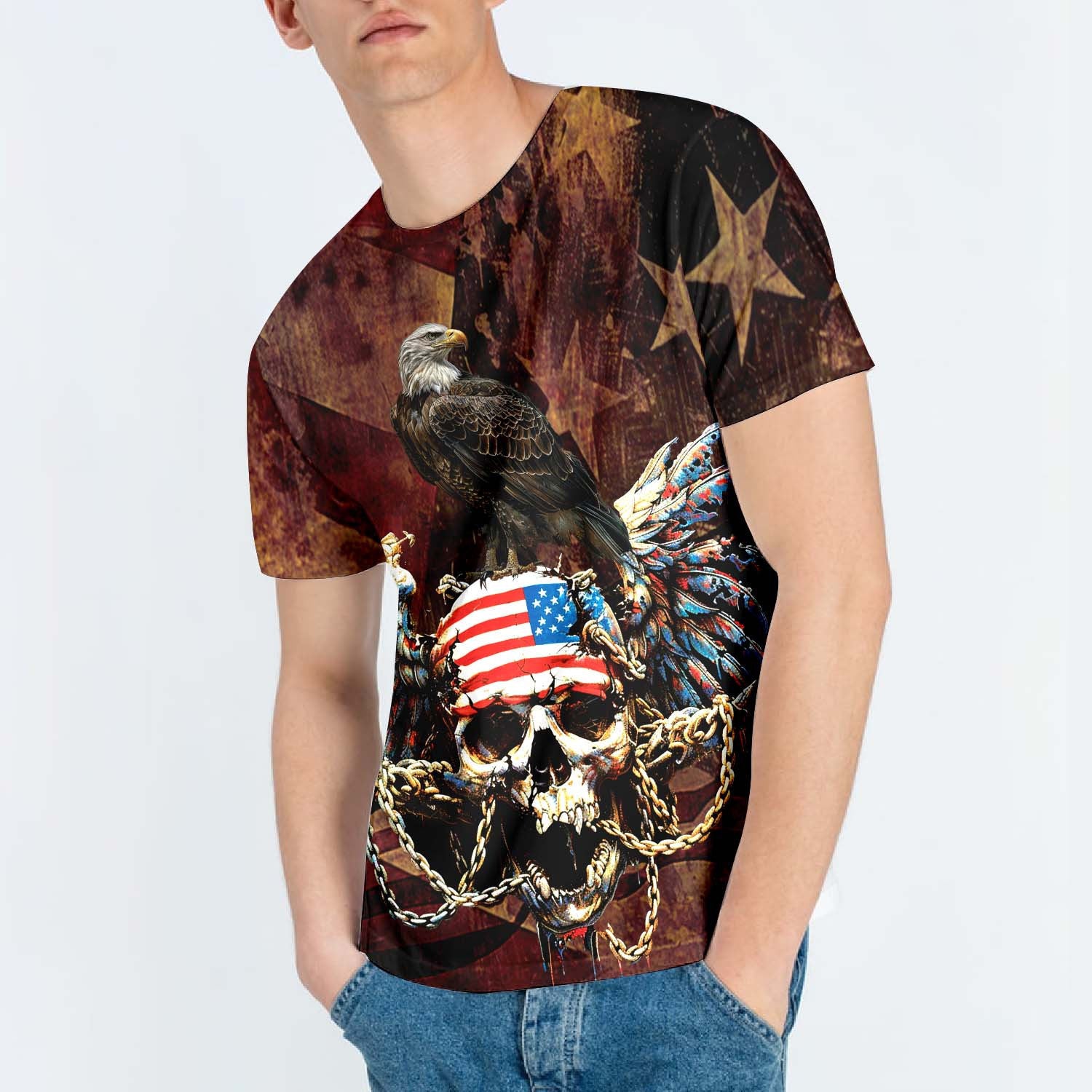 American Eagle Skull All Over Print Shirt