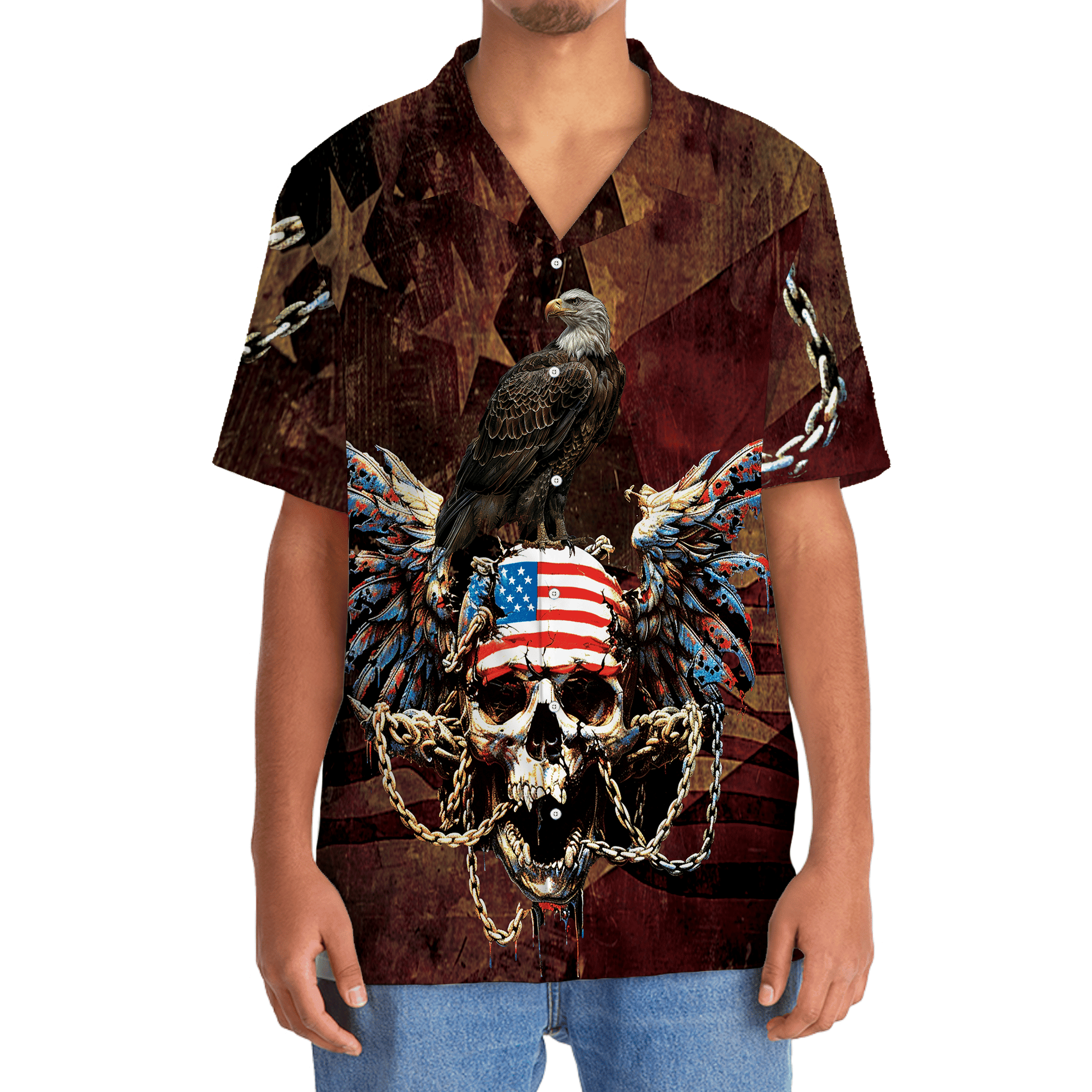 American Eagle Skull All Over Print Shirt