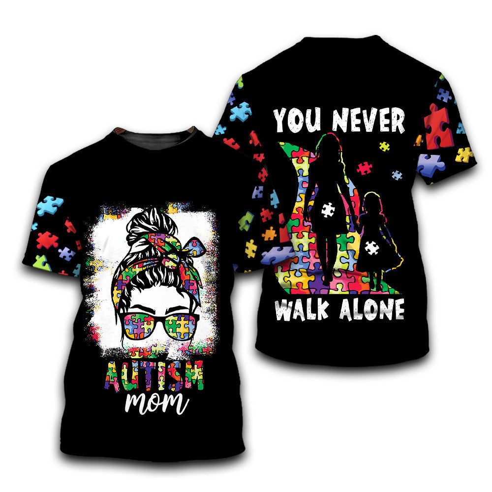 Autism Mom You Never Walk Alone T-Shirt For Women