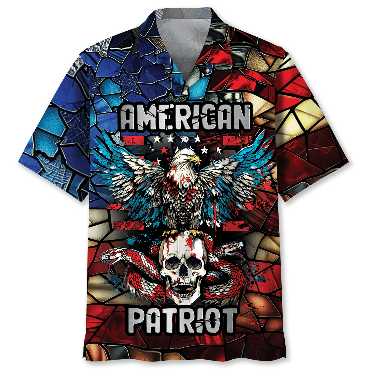 American Patriotic Eagle Skull Hawaiian Shirt