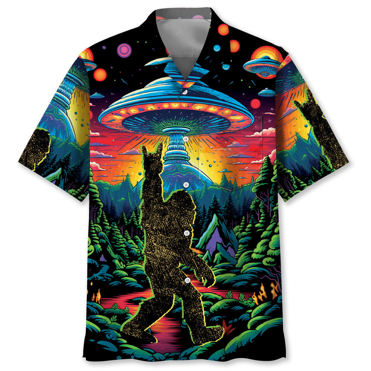 Alien Bigfoot Pocket Hawaiian Shirt