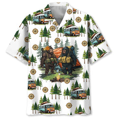 Camping Bigfoot Husband and Wife Hawaiian Shirt