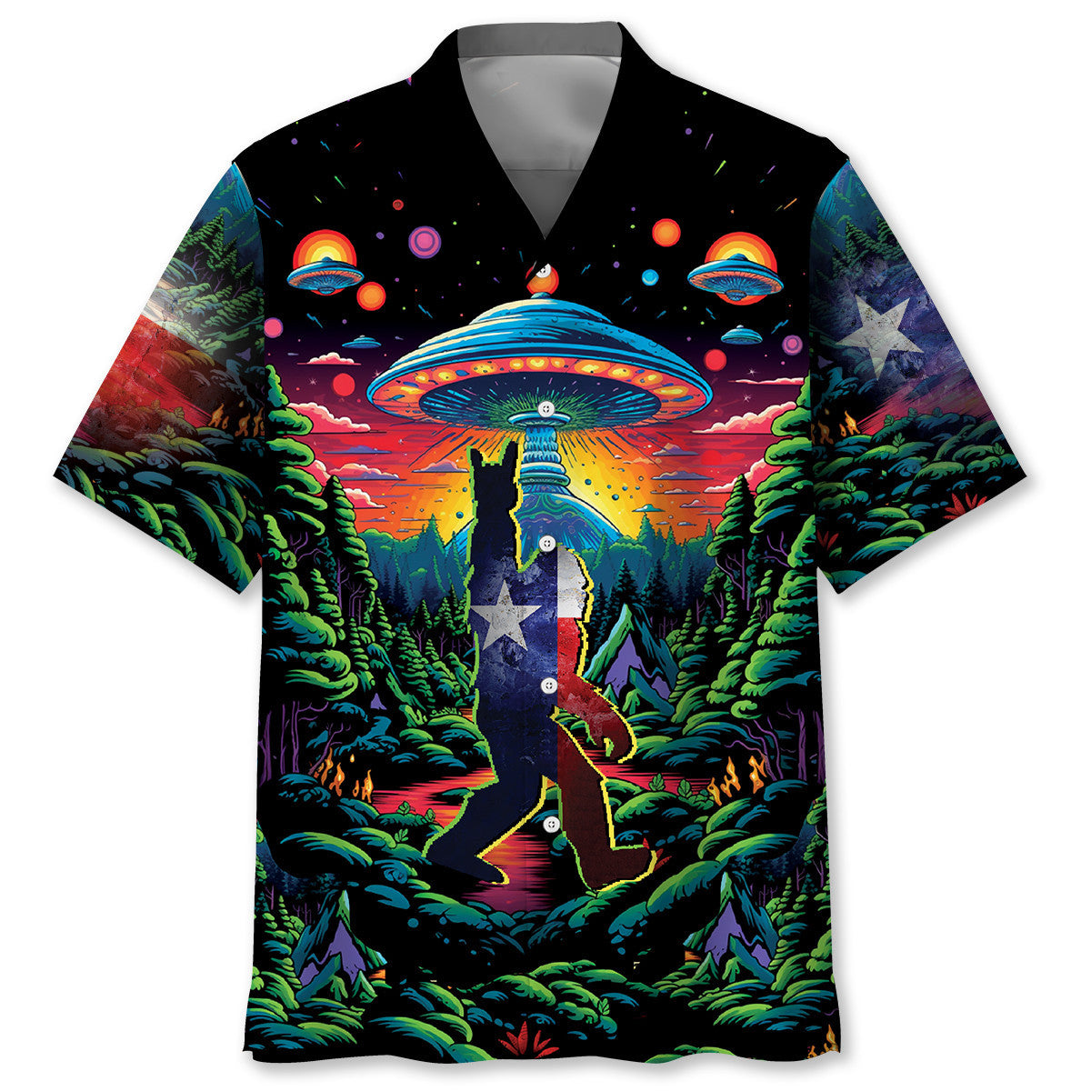 Alien Bigfoot Texas State Hawaiian Shirt