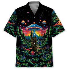 Alien Bigfoot Middle Finger Hawaiian Shirt