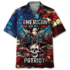 American Patriot Skull Eagle Hawaiian Shirt