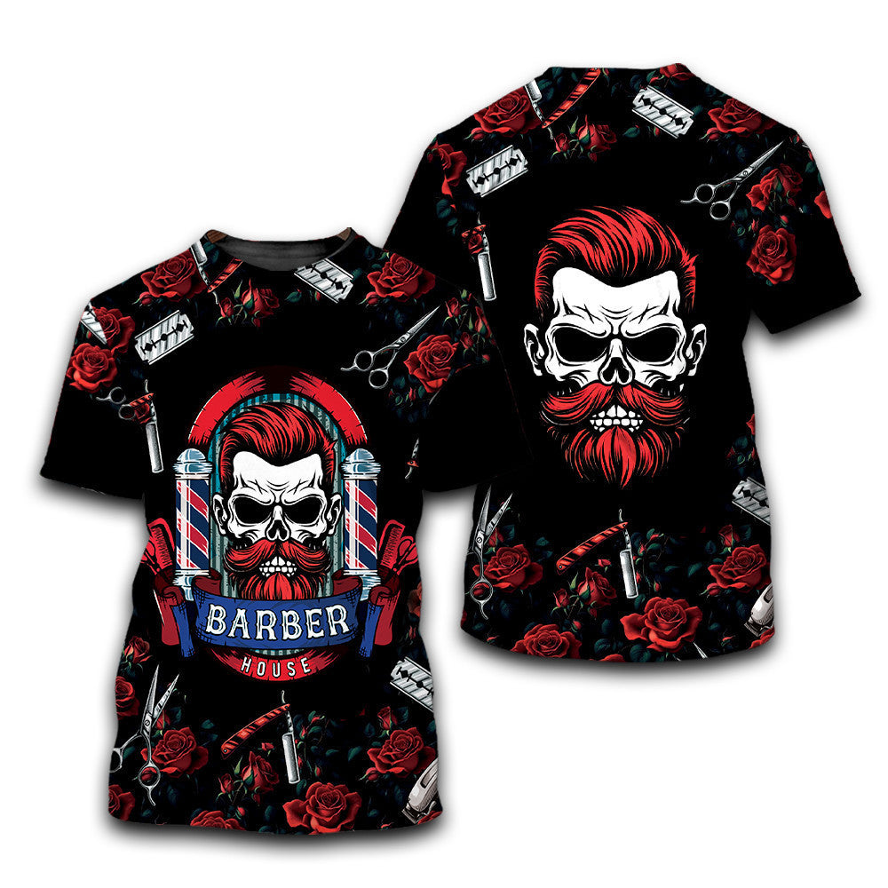 Barber Gentleman Skull T-Shirt For Men & Women