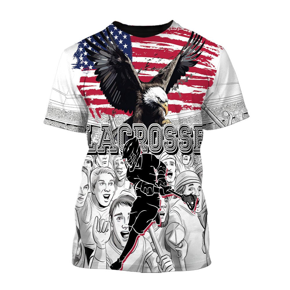 American Flag Lacrosse T-Shirt For Men & Women