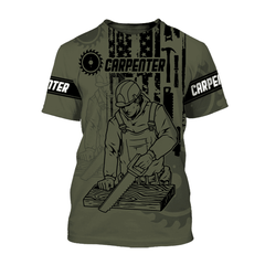 Army Green Color Carpenter T-Shirt For Men