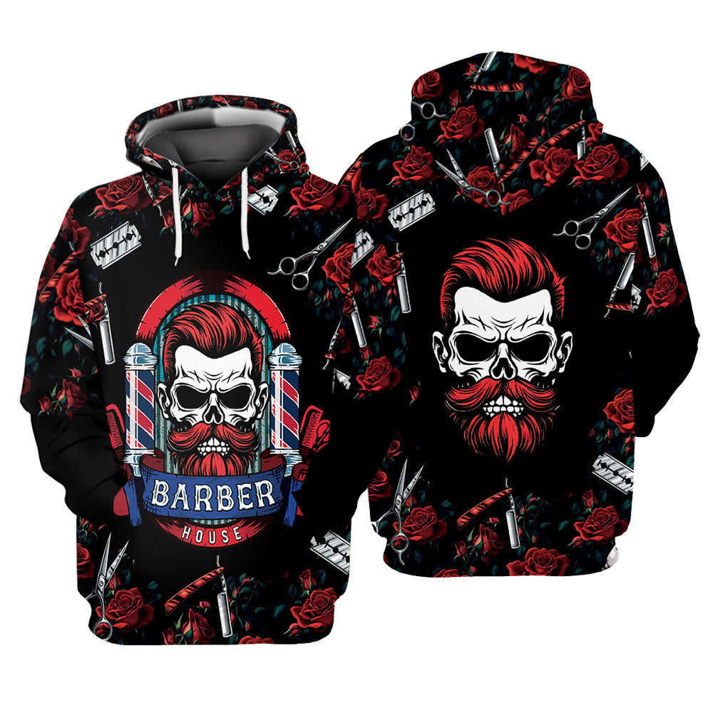 Barber Gentleman Skull Hoodie All Over Print