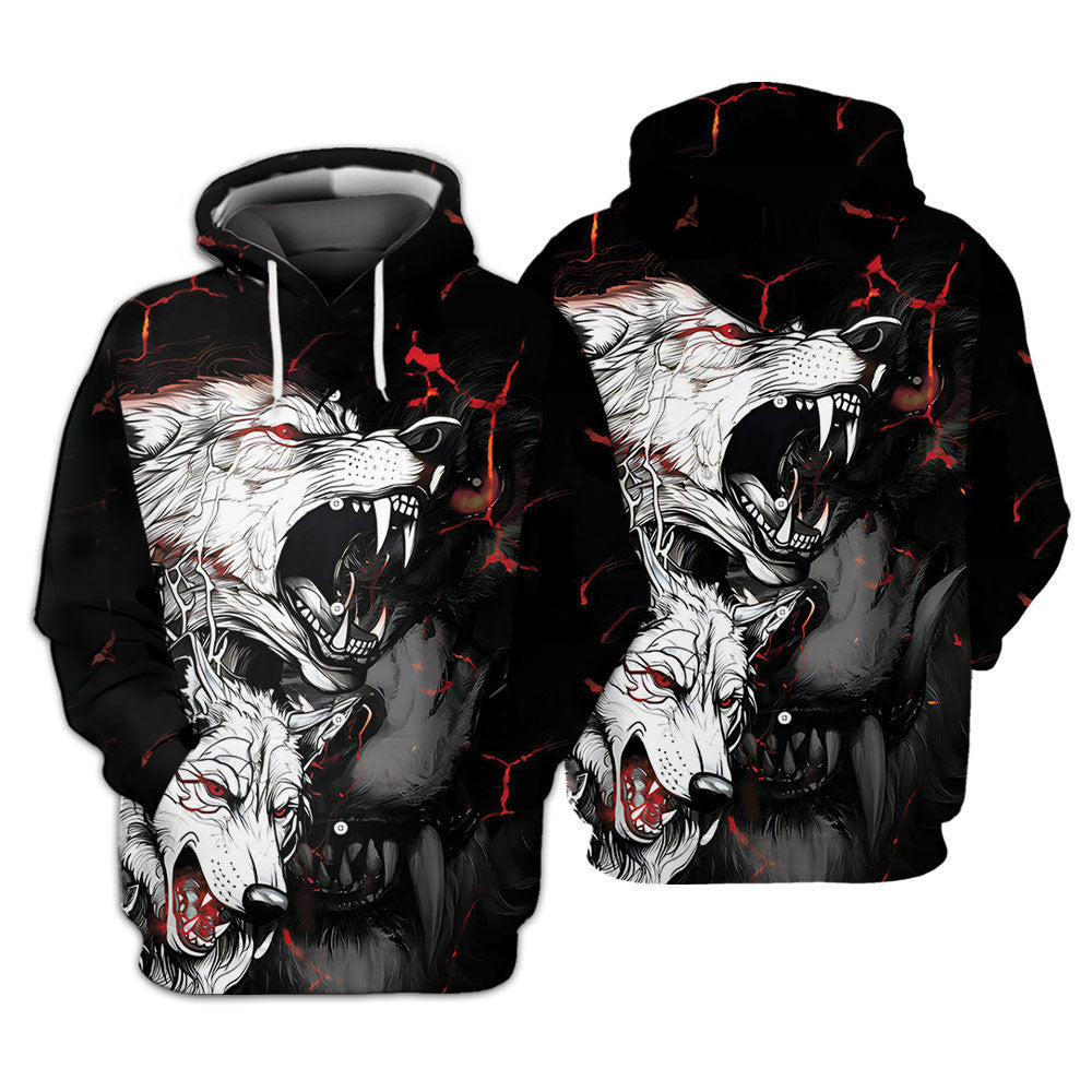 Aggressive Wolf Hoodie All Over Print