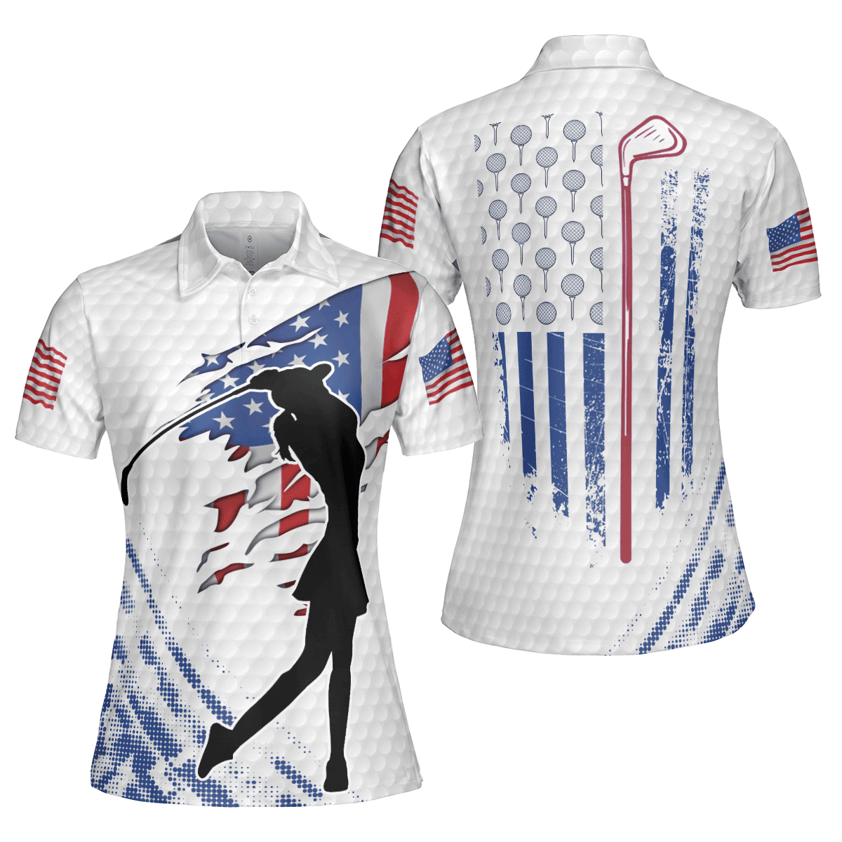 4th of July Golf Polo Shirt For Women