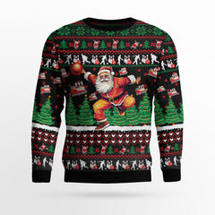 Funny Santa Bowling Ugly Christmas Sweater