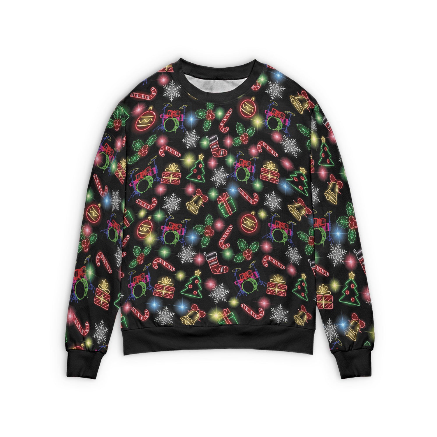 Neon Drummer Funny Christmas Sweater