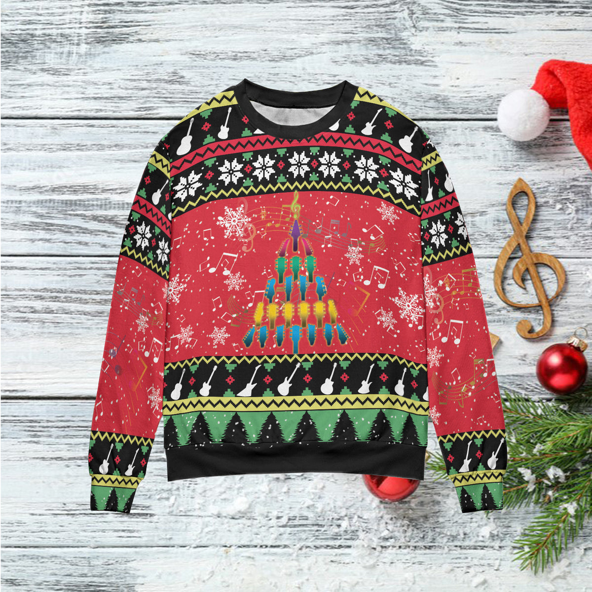 Guitar Christmas Tree Ugly Christmas Sweater