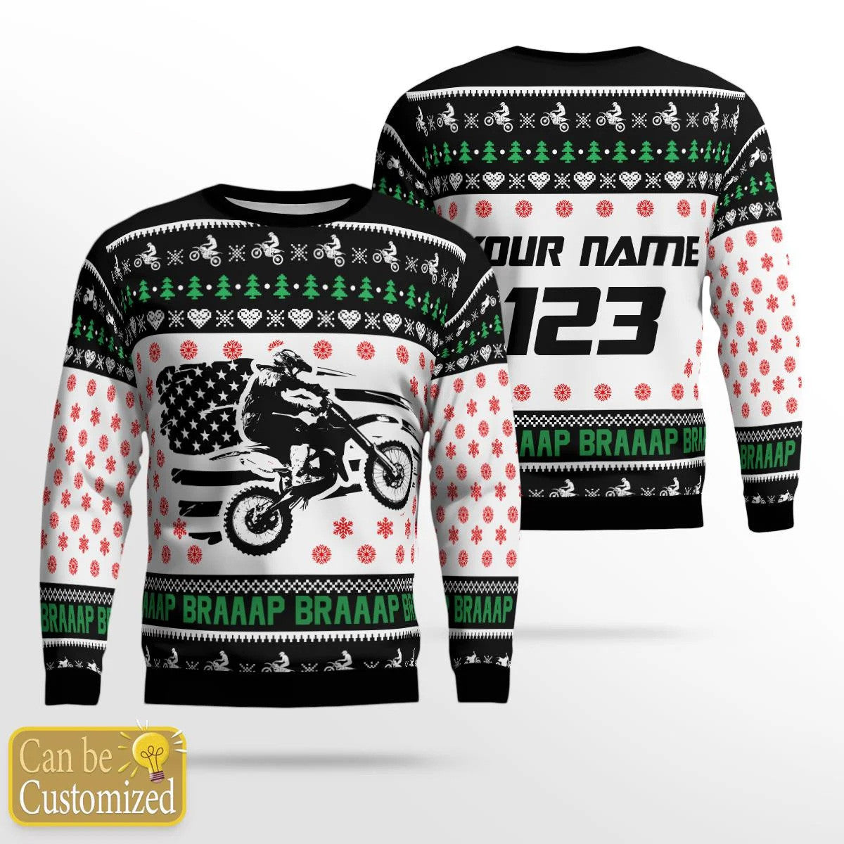 Personalized Dirt Bike Xmas Red AOP Shirt