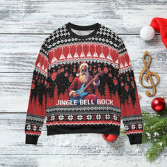 Santa Jingle Bell Rock Guitar Ugly Christmas Sweater