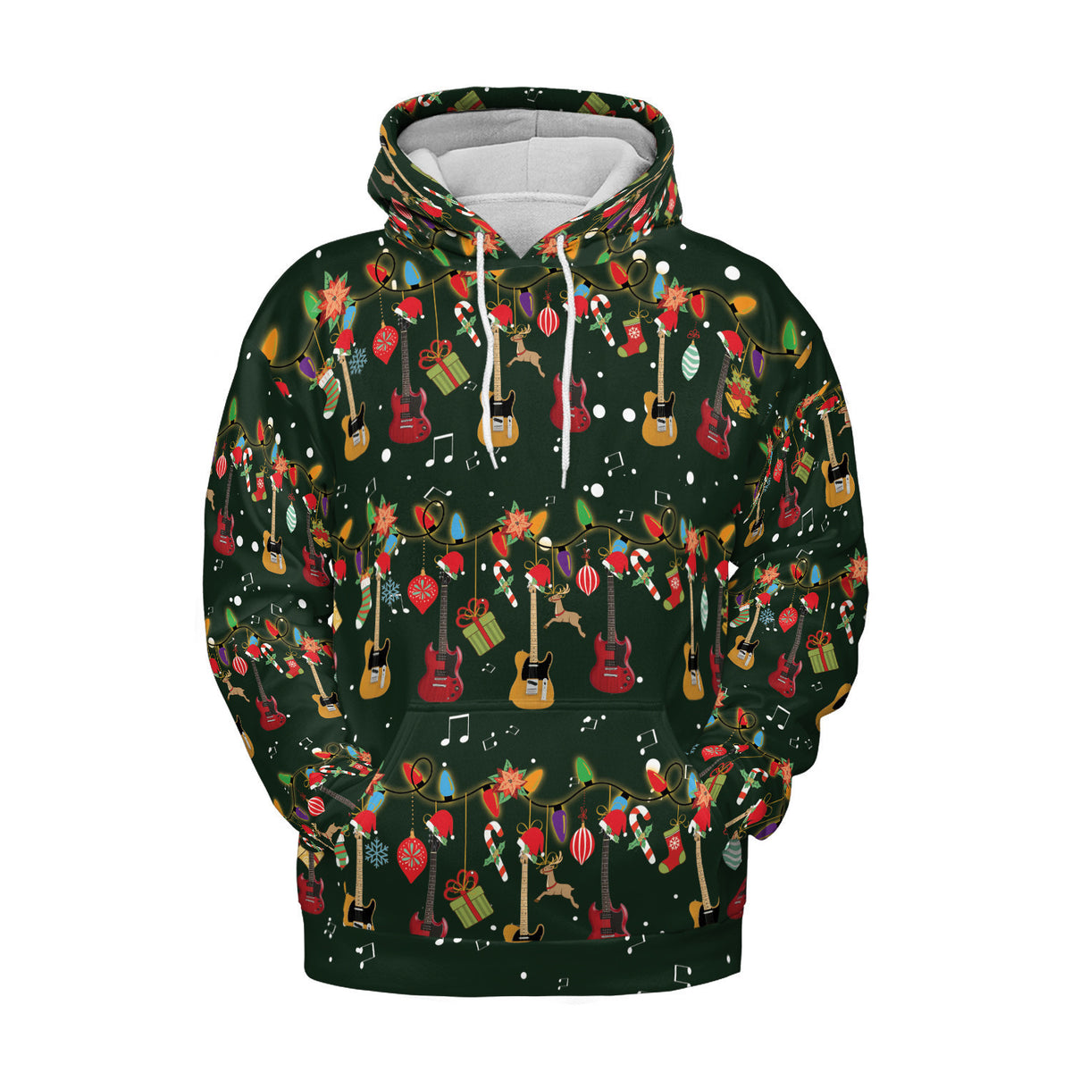 Christmas Guitar All Over Printed Hoodie