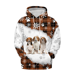 Christmas Beagle Paw Dog Breeds All Over Printed Hoodie