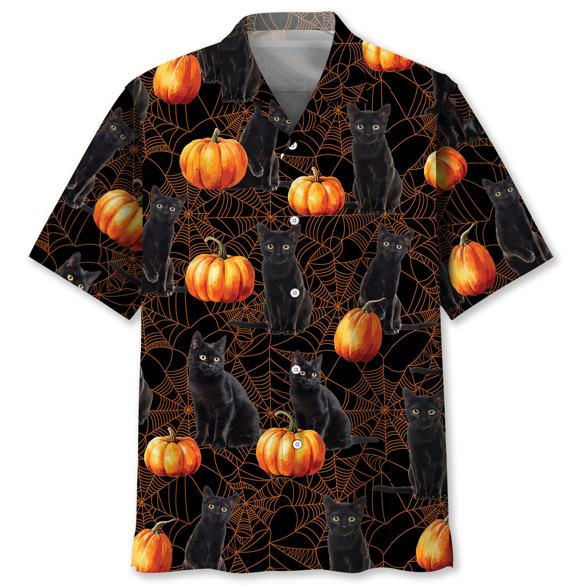 Black Cat Pumpkin Halloween Hawaiian Shirt