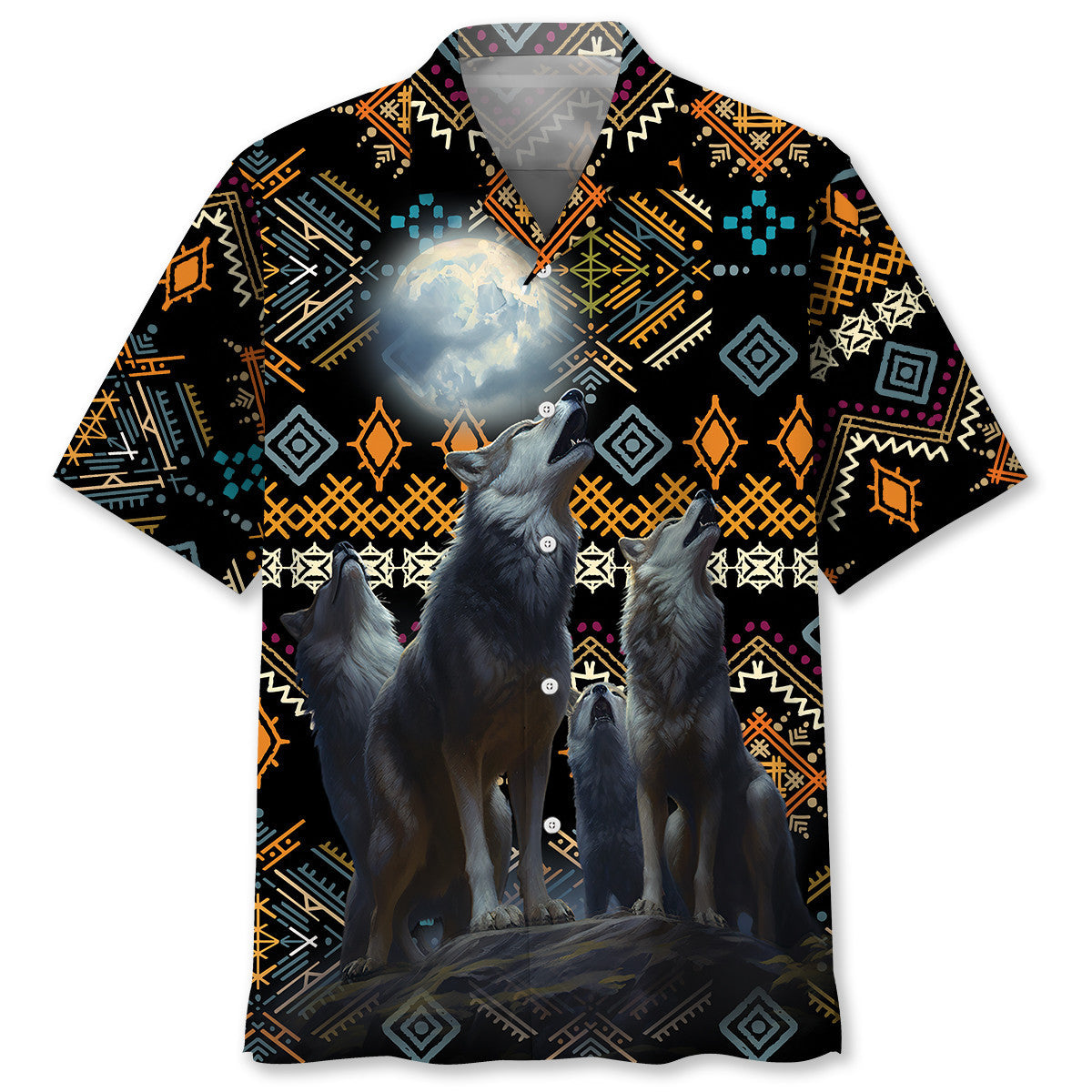 American Native Wolf Hawaiian Shirt