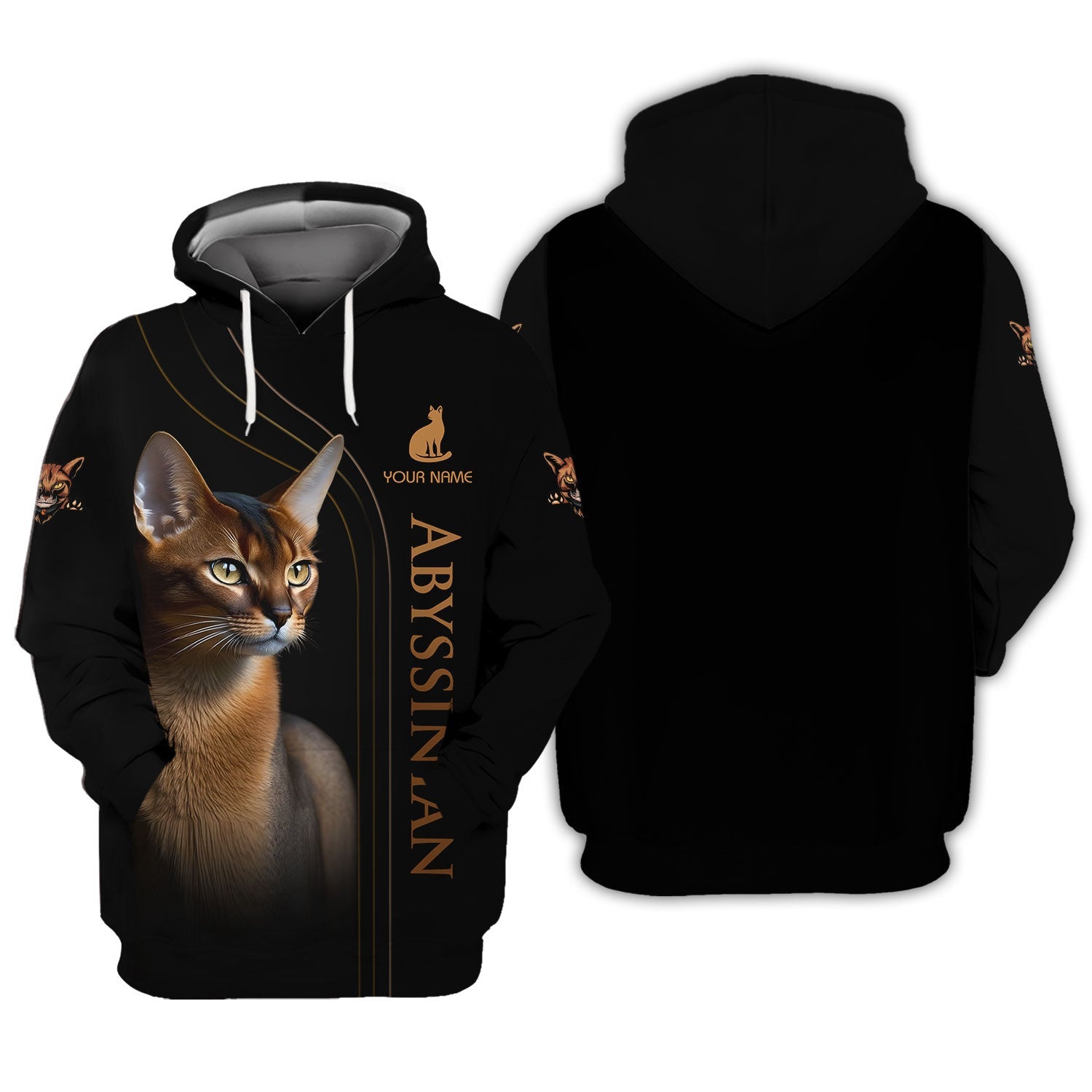 3D Full Print Abyssinian Cat T-Shirts Personalized Name Gift For Cat Lovers