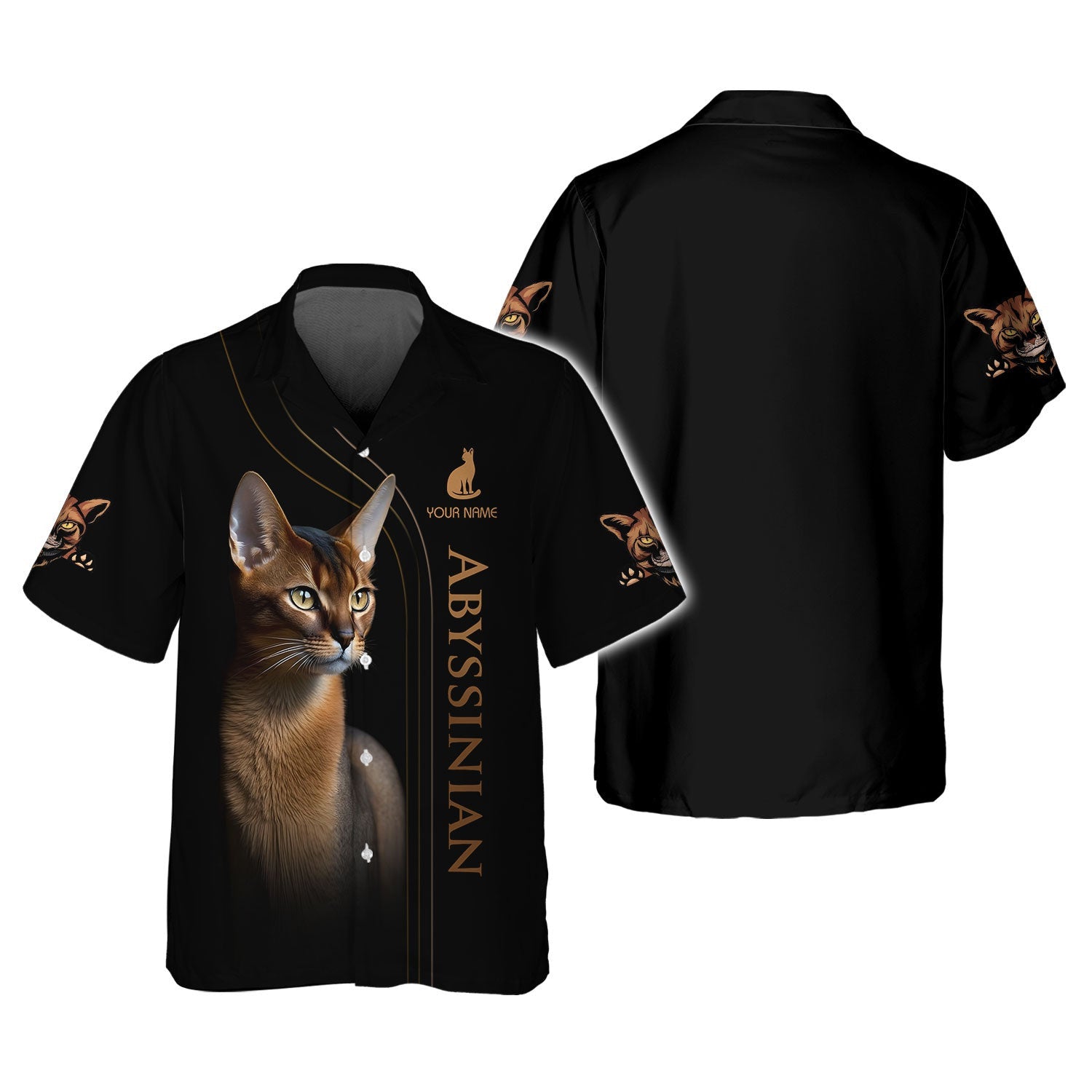 3D Full Print Abyssinian Cat T-Shirts Personalized Name Gift For Cat Lovers