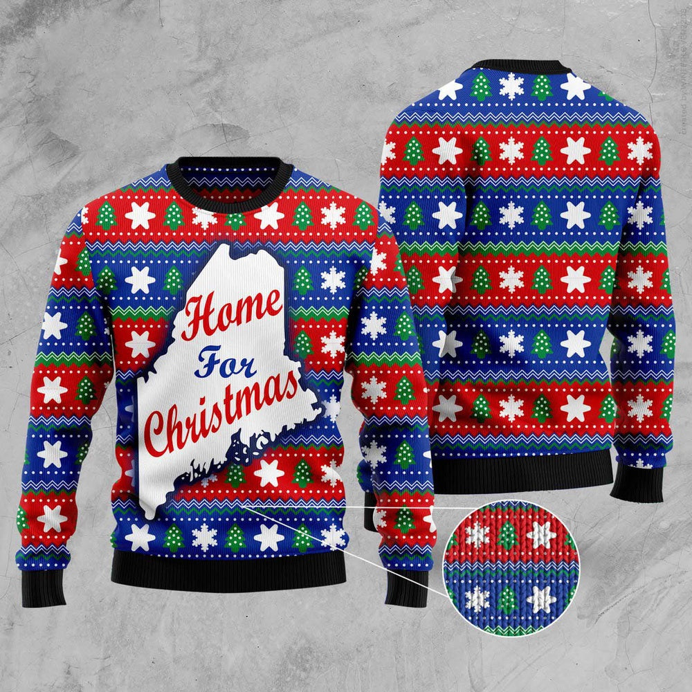 Home For Christmas Maine Ugly Christmas Sweater, Funny Xmas Sweater