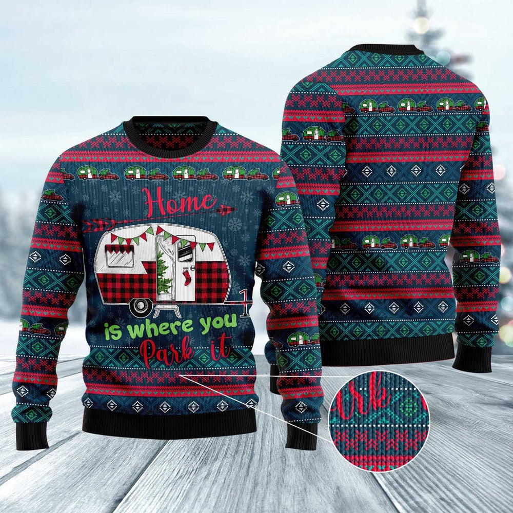 Caravan Home Is Where You Park It Ugly Christmas Sweater