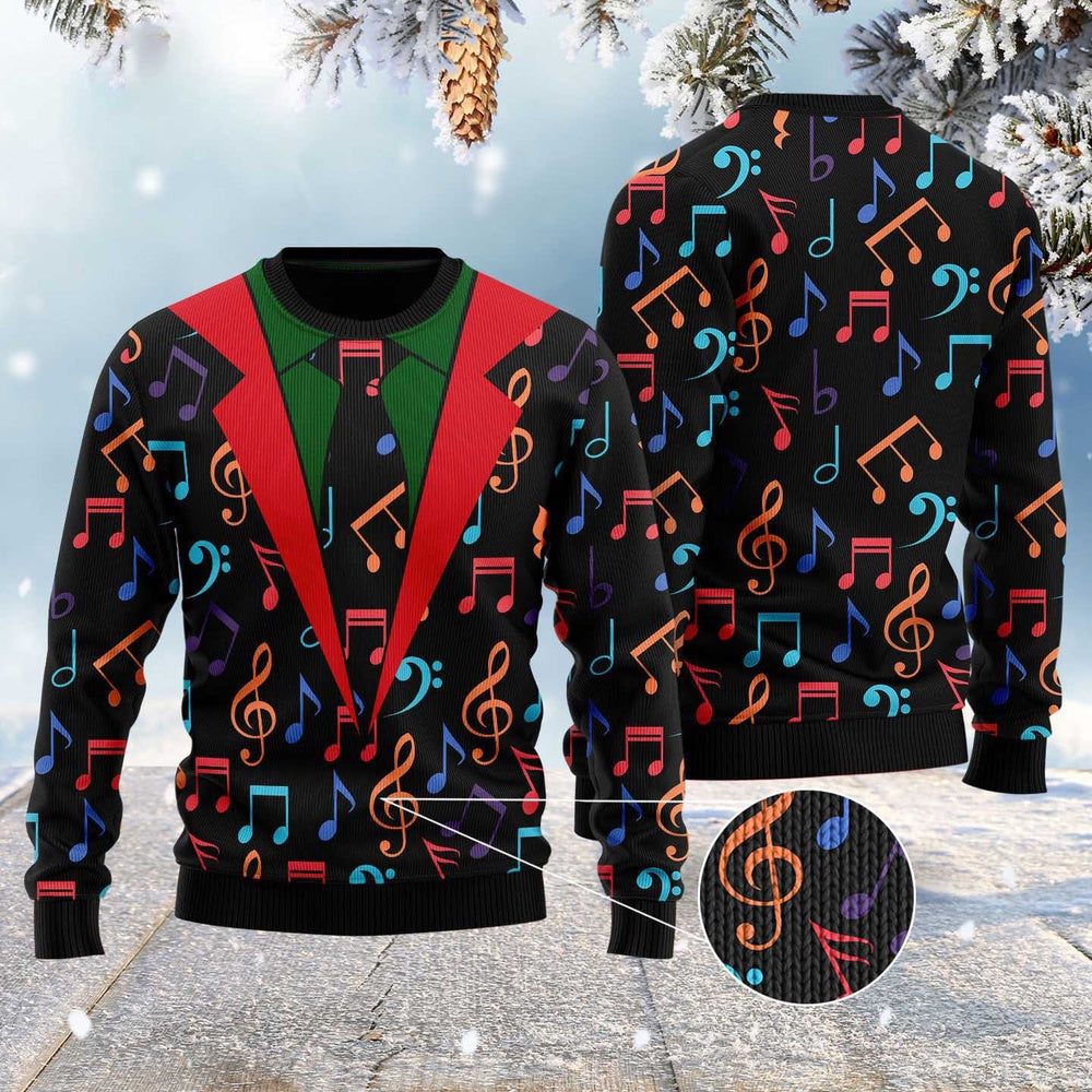 Colorful Music Notes Ugly Christmas Sweater, Funny Xmas Sweater