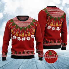 Guitar Lover Red Funny Ugly Christmas Sweater, Gift for Guitar Lovers