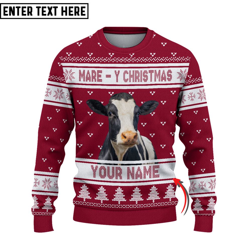 Personalized Holstein Mare Ugly Christmas Sweater, Sweater Gifts For Pet Loves