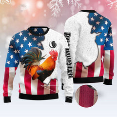 Rooster USA Flag Ugly Christmas Sweater, Perfect Gift for Men Love Rooster Christmas