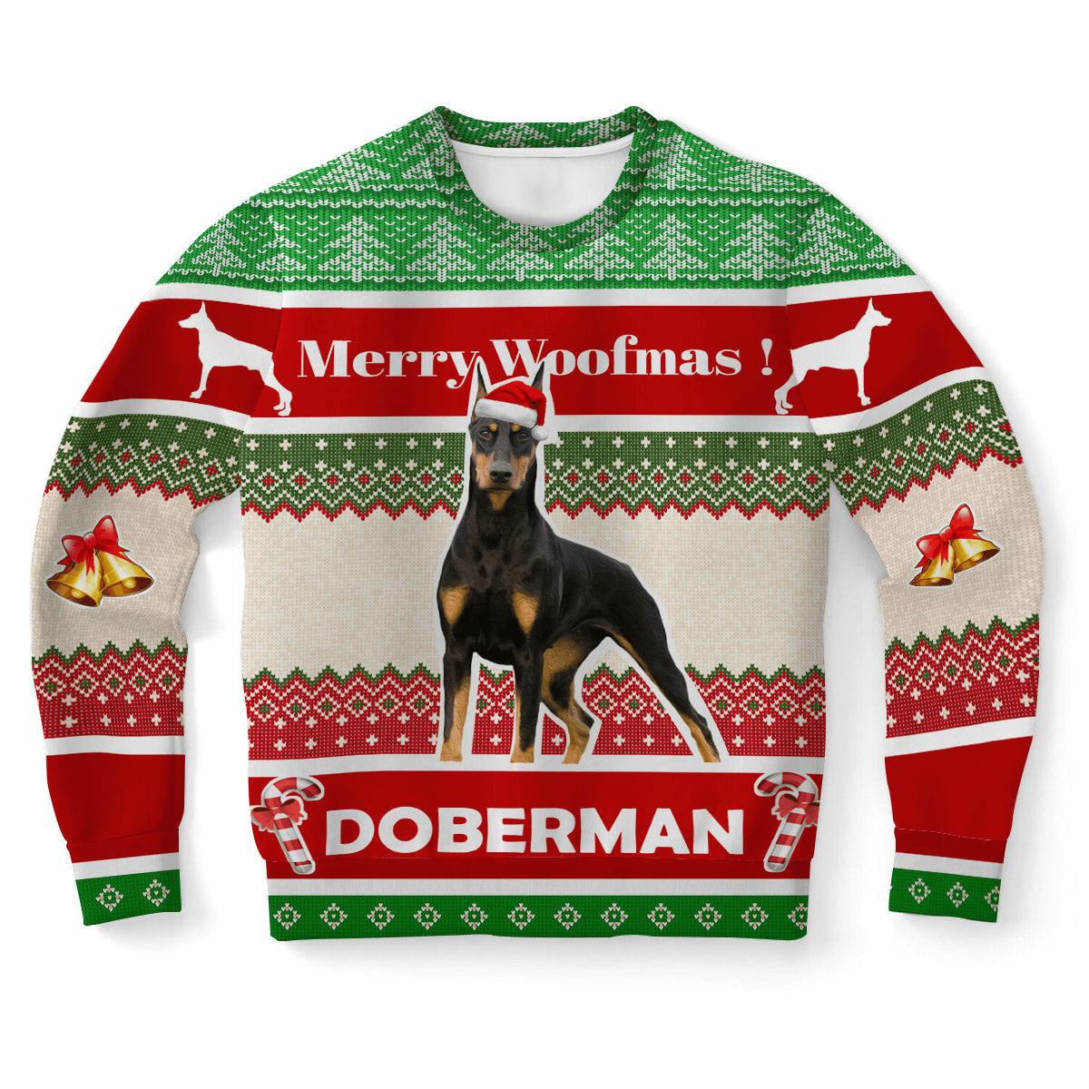 Merry Woofmas Doberman Dog Ugly Christmas Sweater, Perfect Shirt for Dog Lovers Christmas