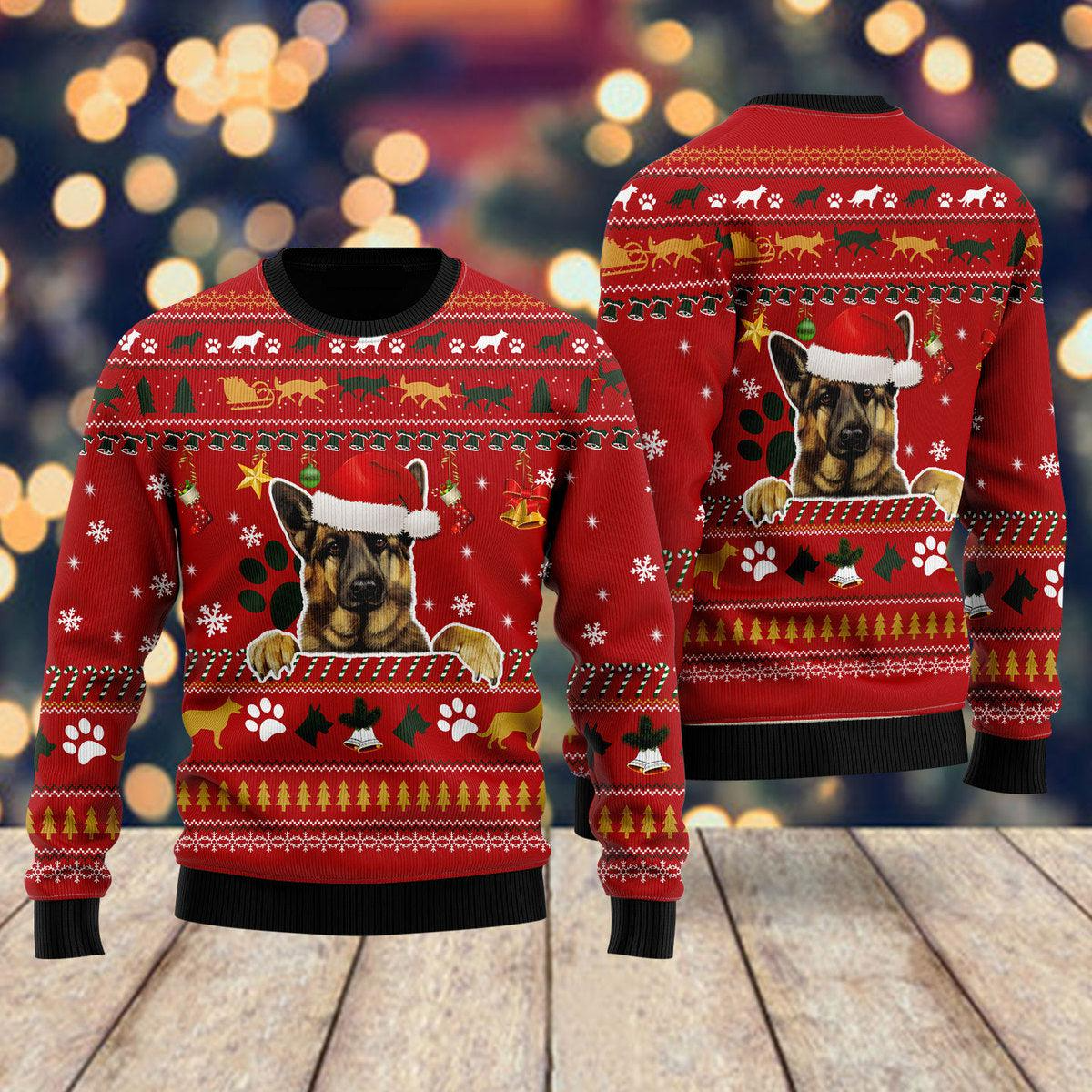 German Shepherd Dog Ugly Christmas Sweater For Men & Women, Gift for Dog Lovers