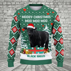 Black Angus Green Ugly Christmas Sweater, Sweater Gifts For Pet Loves, Farmers Sweater