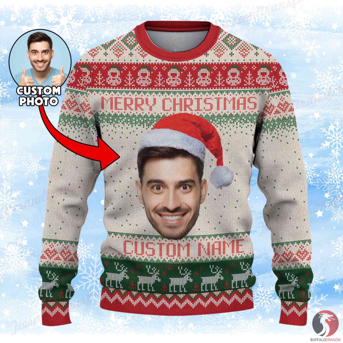 Personalized Face Sweater For Christmas Custom Ugly Christmas Sweater Ugly Sweater 2023 Ugly Christmas Sweater With Picture