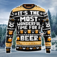 Beer Merry Christmas Ugly Christmas Sweater, Wonderful Time For A Beer Ugly Sweater, Perfect Gift For Beer Lovers