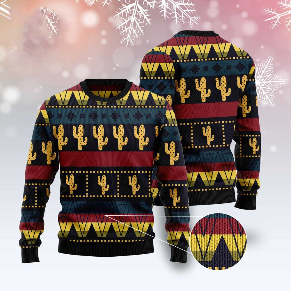 Cactus Group Pattern Ugly Christmas Sweater, Funny Xmas Sweater