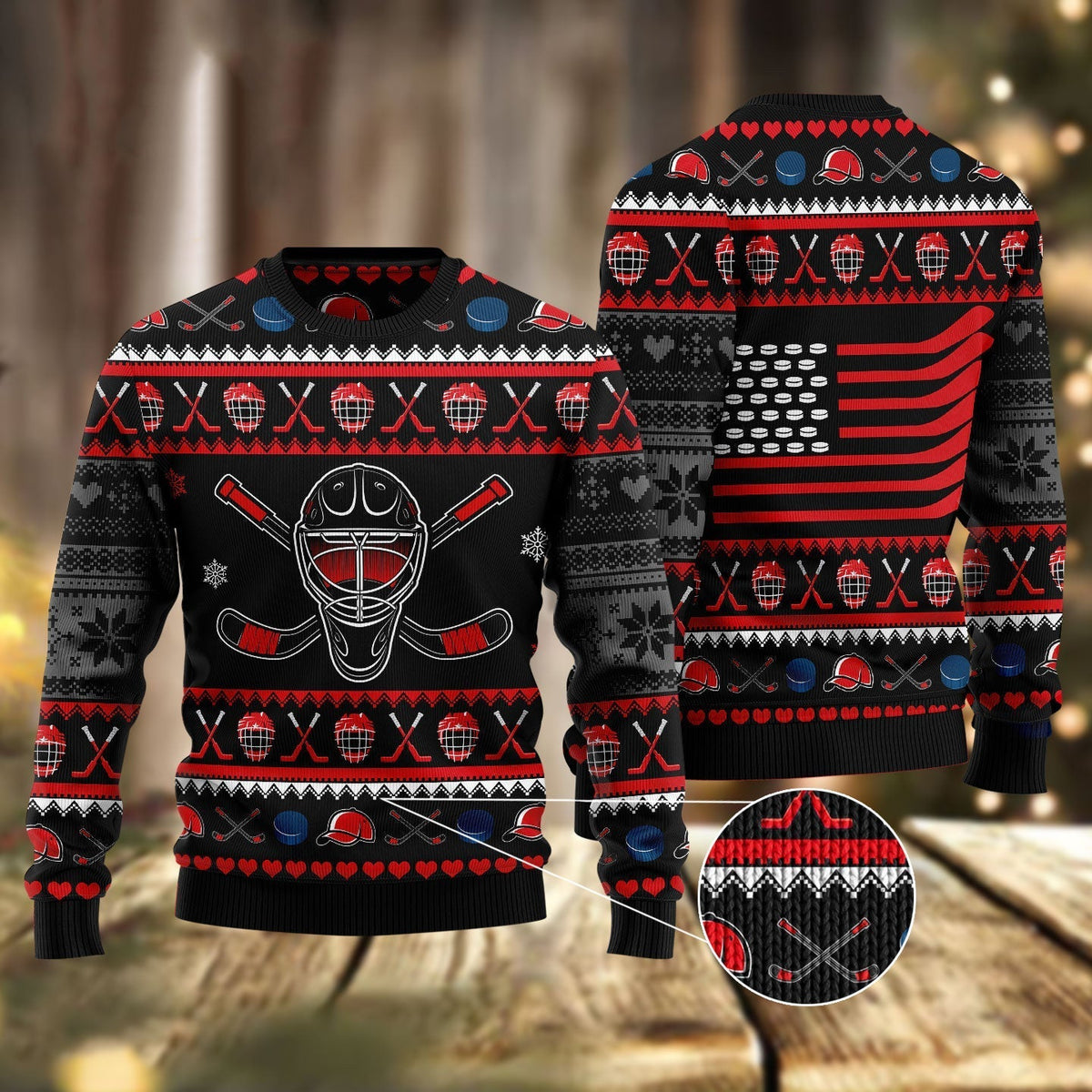 Hockey Puck Christmas Funny Ugly Sweater, Idea Shirt for Hockey Lovers, Hockey Sweater