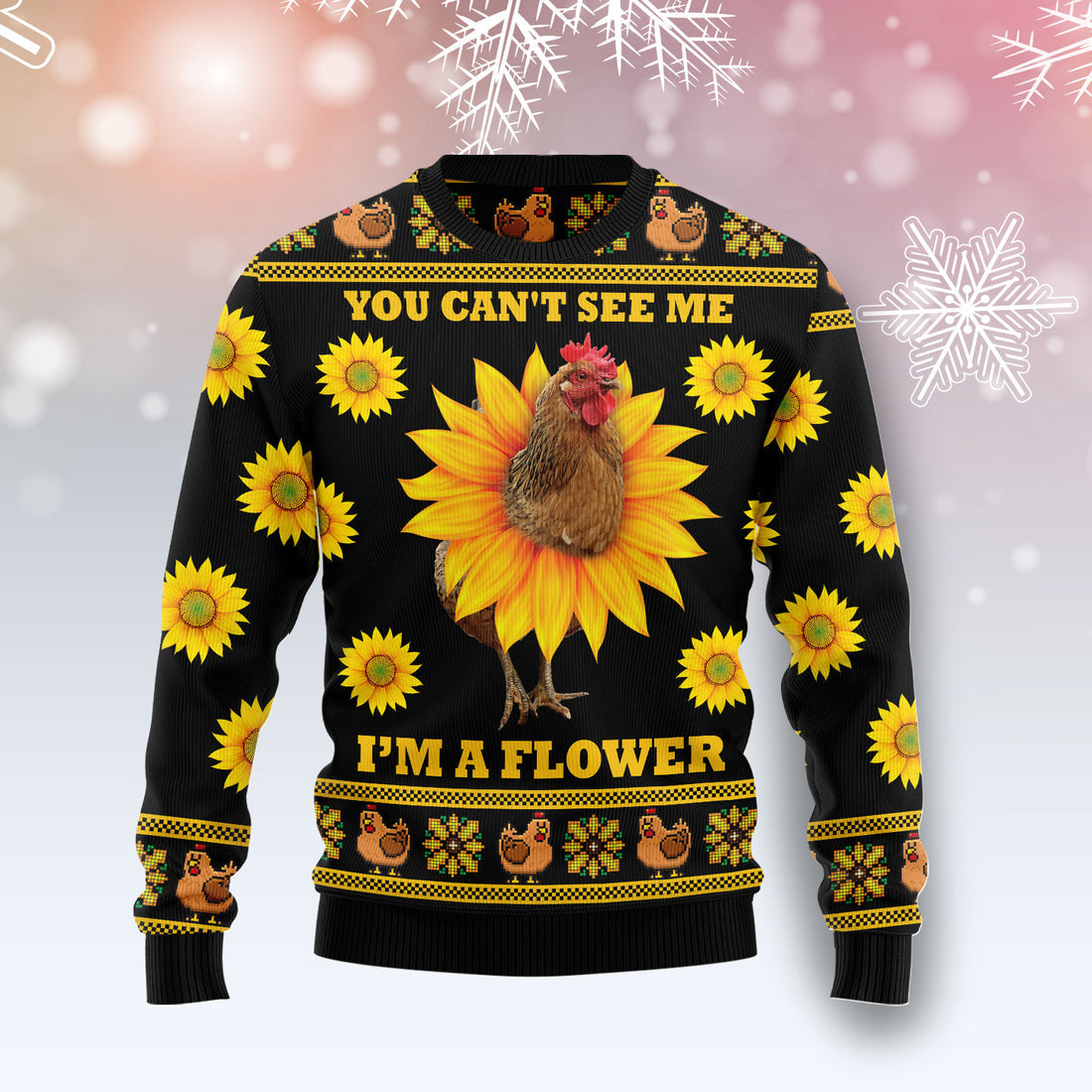 Chicken Flower Ugly Christmas Sweater Unisex, Ugly Christmas Holiday Sweater Gifts